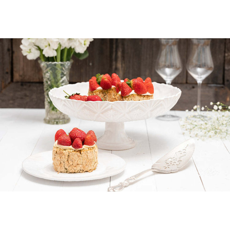 Vintage Inspired Ceramic Ceramic Cake Stand, White