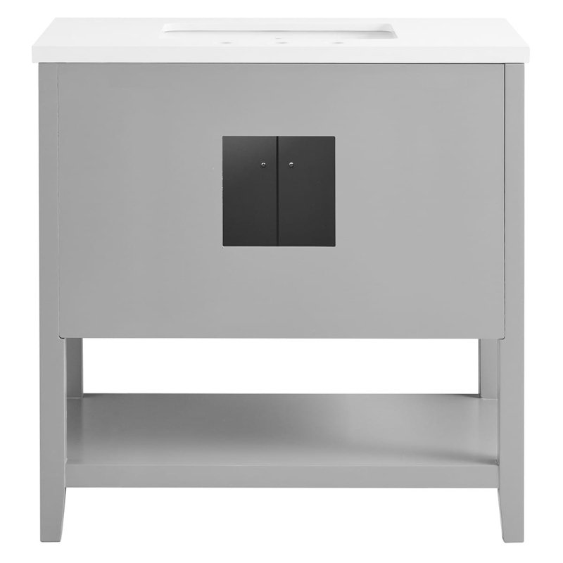 Sheraton 36" Freestanding Standard Single Bathroom Vanity with Top, Brushed Nickel, Gray