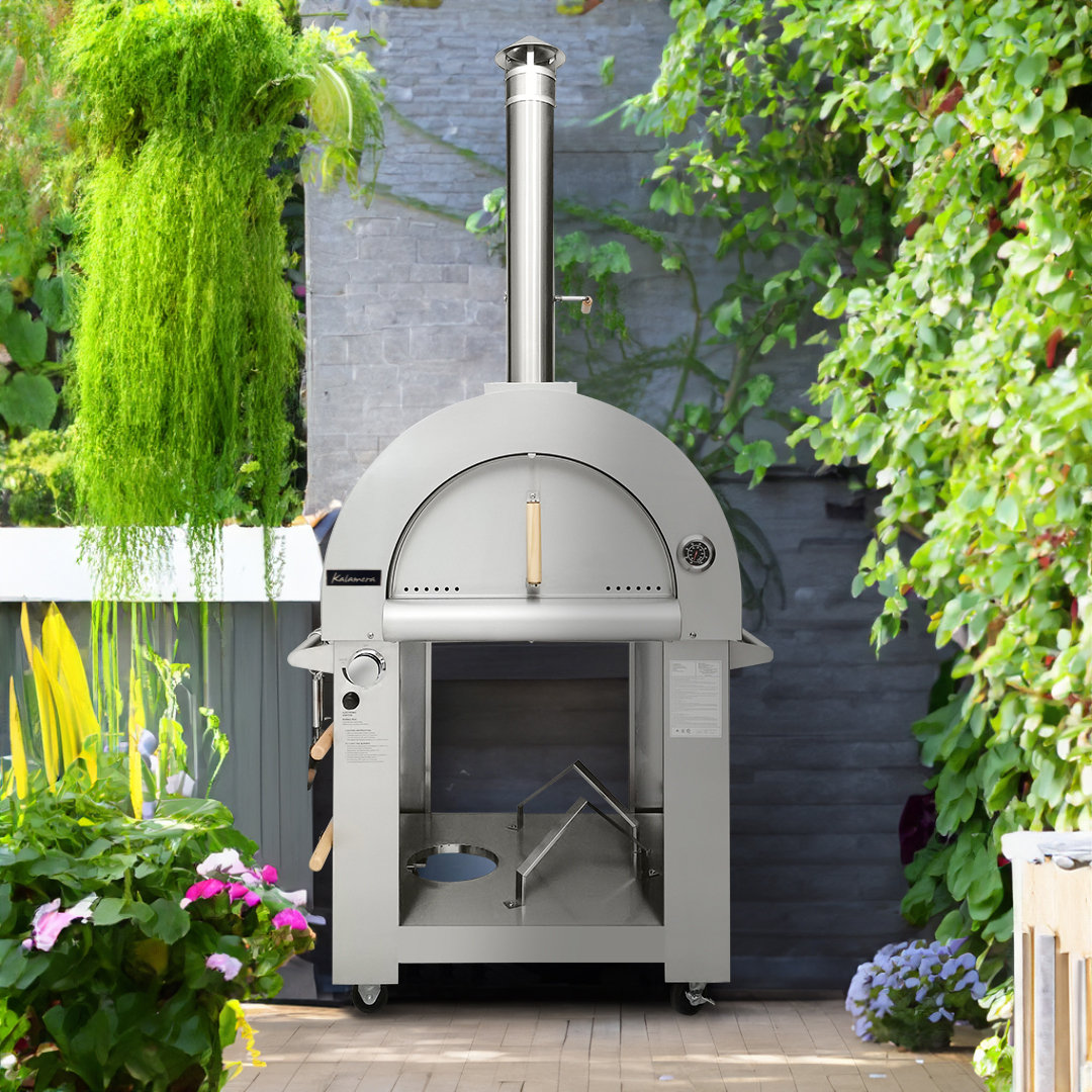 Curated visual reference: Compact Freestanding Pizza Oven With Secure Ventilation Reference: Kalamera Stainless Steel Freestanding Pizza Oven In Silver