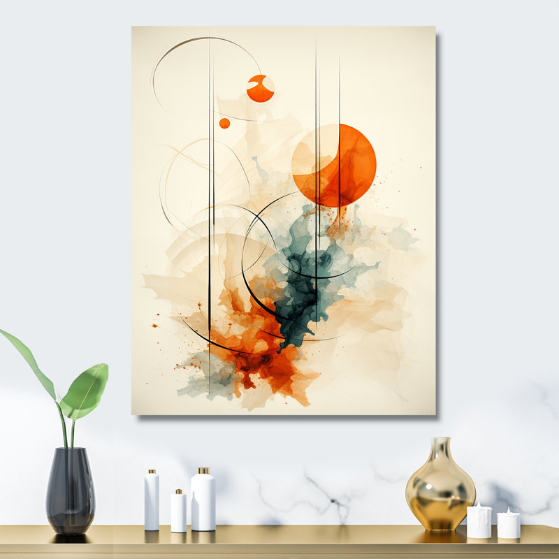 «Orange and White Spiraling Symmetry III», art mural géométrique en métal, H 20 po x l 12 po x P 1 po