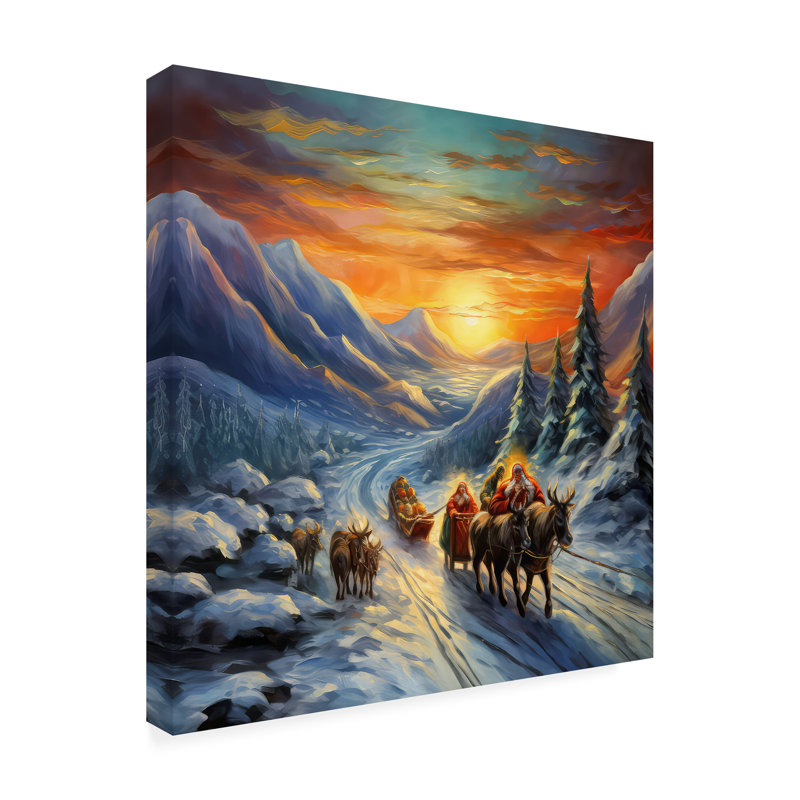 Seasonal Christmas Road sur impression sur toile, H 18 po x l 18 po x P 2 po