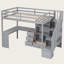 Lit mezzanine simple avec poste de travail en L de qualité supérieure et escalier de rangement-673811032