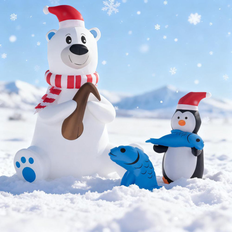 Décoration de Noël gonflable pour Noël ours polaire et pingouin 6 pi.