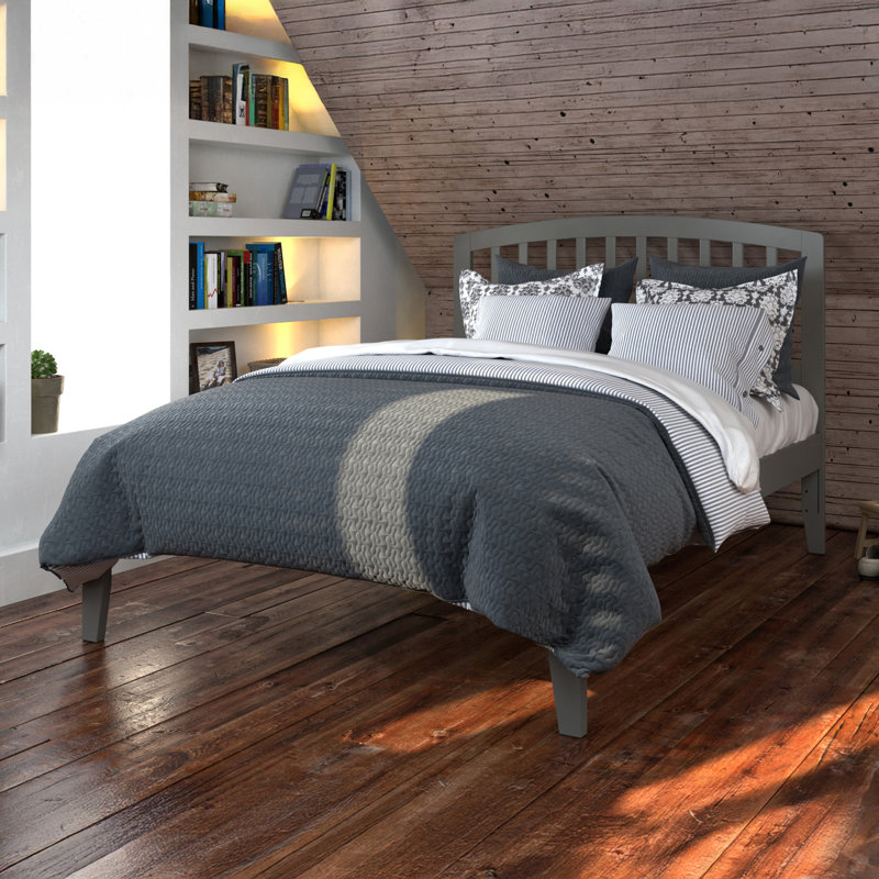 Careaga Solid Wood Platform Bed with Attachable USB Charger, Full, Gray