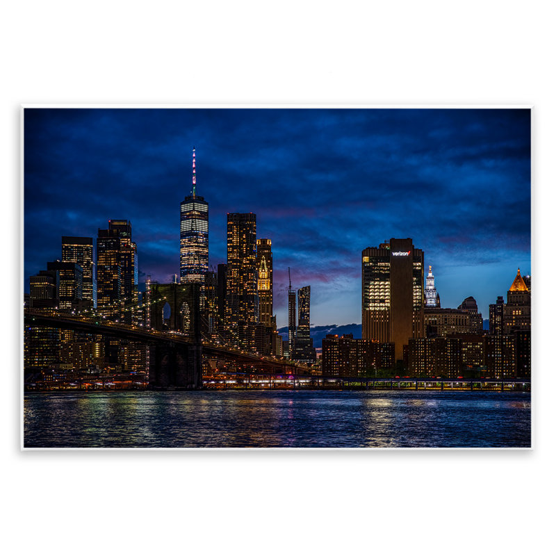 Plaque murale Brooklyn Bridge at Night, design par Tim West, H 13 po x l 19 po