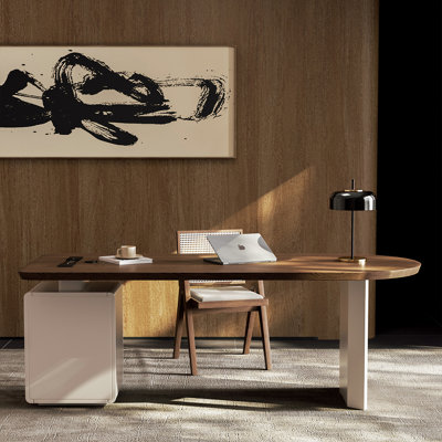 Modern Executive Rectangular Brown Fir Desk