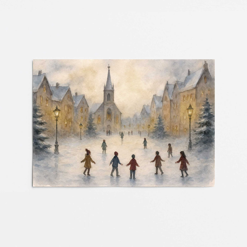 «Frosted Village Joy», reproduction d'art, Sans cadre, 18 po x 24 po