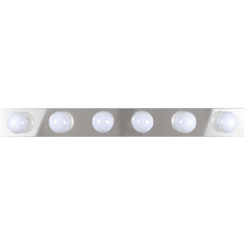  6-Light Indoor 36"W Chrome Wall Mount Vanity Light Bath Bar, Chrome