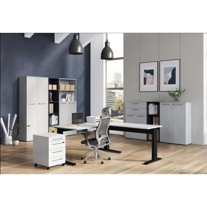 Miabella 120cm H x 45cm W Standard Bookcase, Graphite