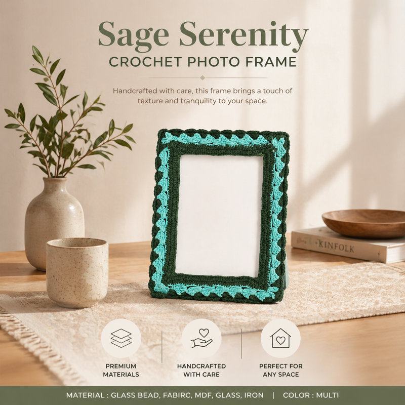 Beads Picture Frame, Green/Teal