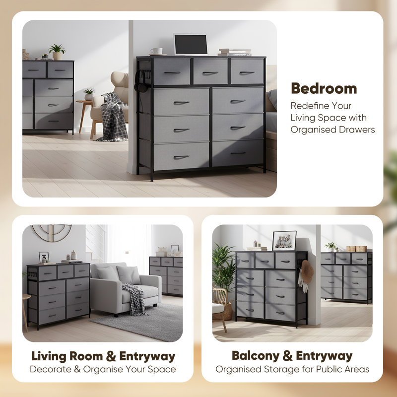 9 Drawer Storage Drawer, Grey