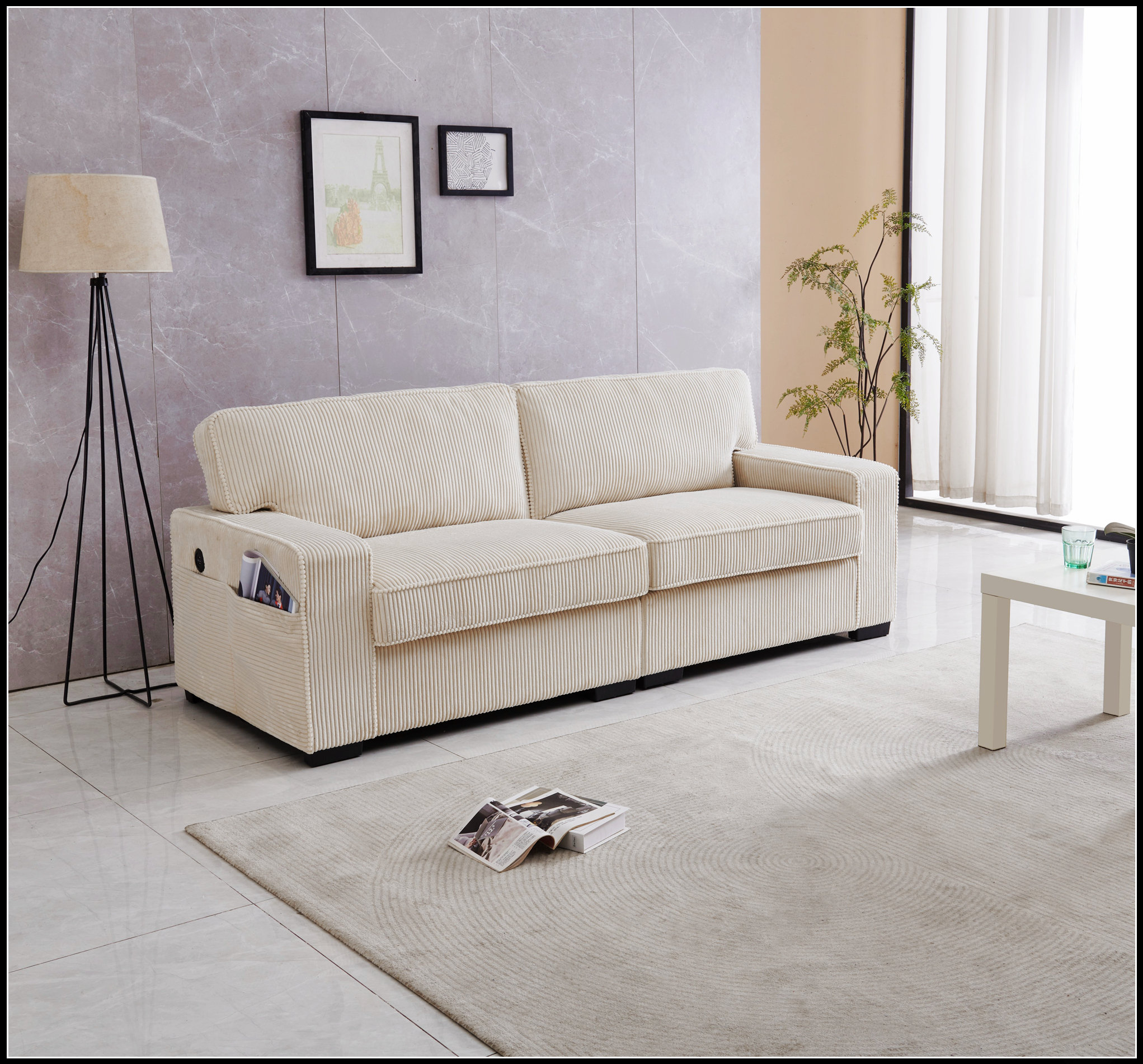 Latitude Run® Adjustable Headrest Loveseat - Foam & Spring Cushions ...