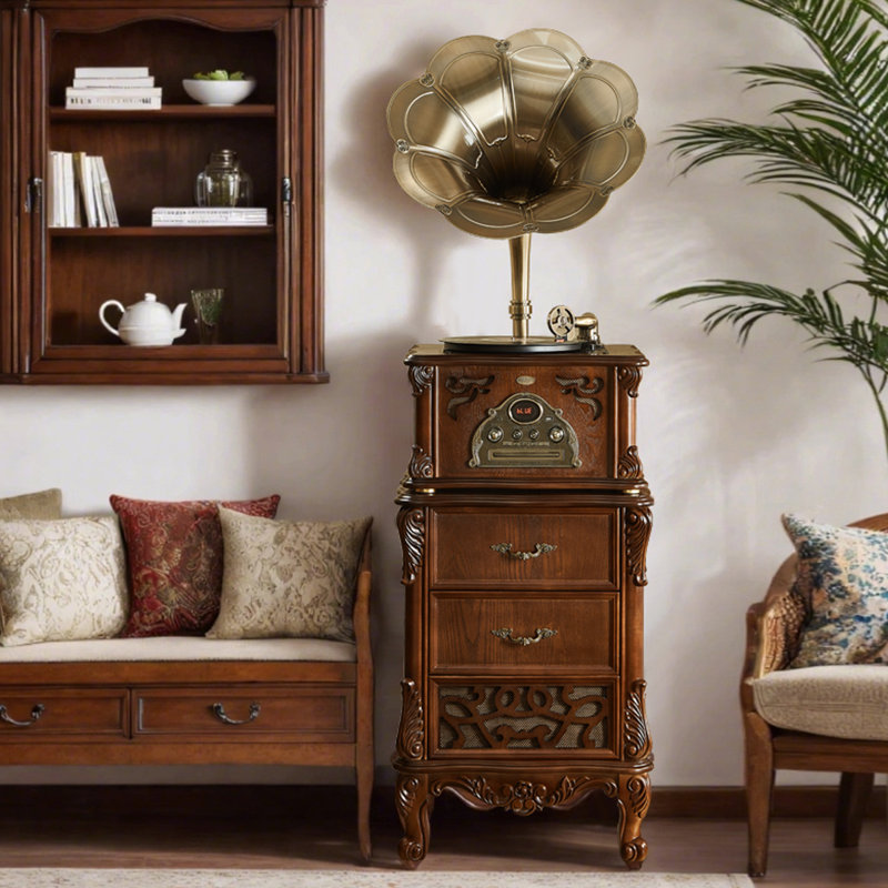 Nut-brown+Gold Free Form Solid + Manufactured Wood+Copper Media Players