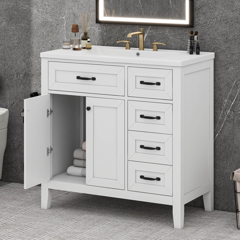 Meuble-lavabo 36 po avec lavabo et tiroirs 36 po, Blanc