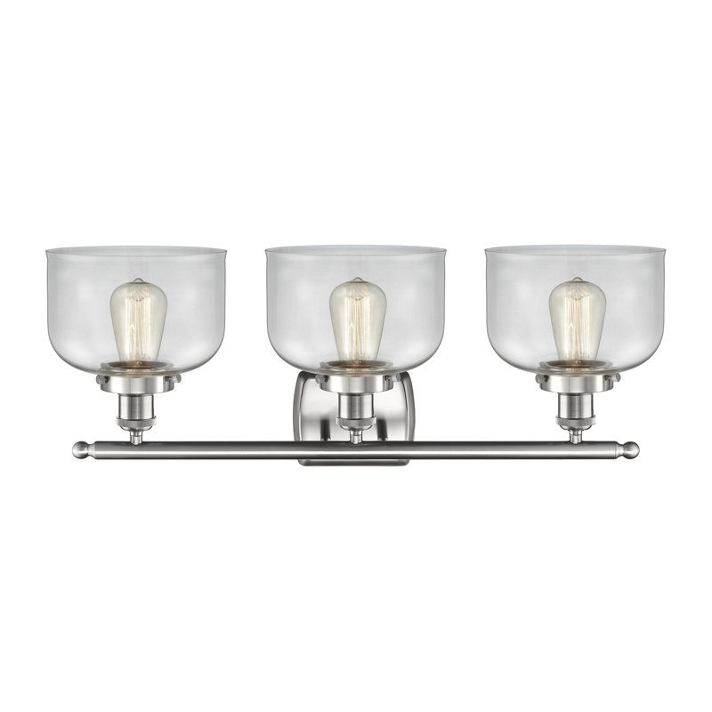 Ballston Urban Bell 8" - 3 Light 28" Bath Vanity Light, Matte Black, Incandescent, Clear