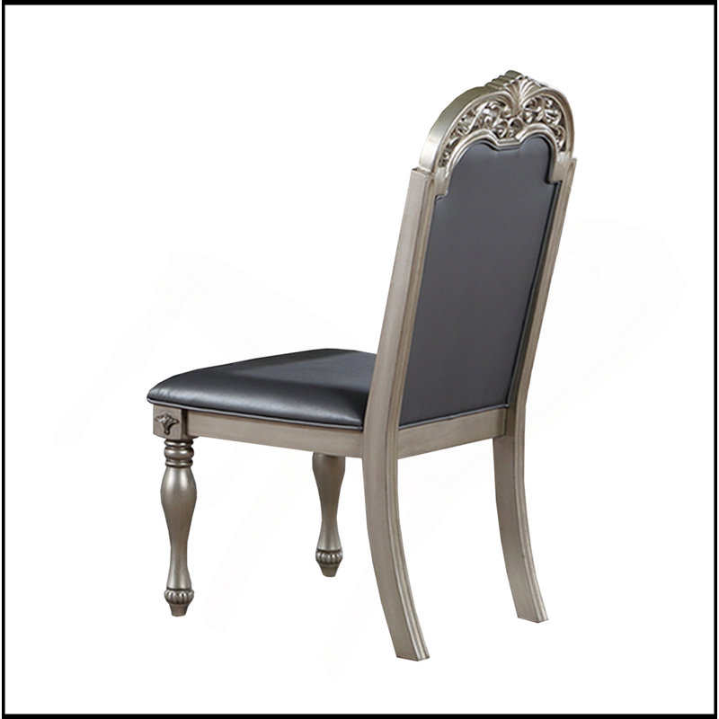 Ensemble de 2 chaises de salle à manger rembourrées en polyuréthane, argent