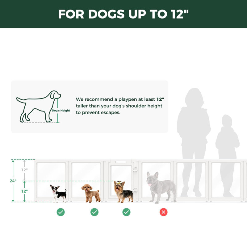 Parc pour animaux d'intérieur en acrylique pour chiots et petits chiens, AuraSpace, 24 pouces, 24 pouces, 12 panneaux, blanc