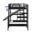 Lit mezzanine double en métal avec bureau, glissade et escalier-138715395