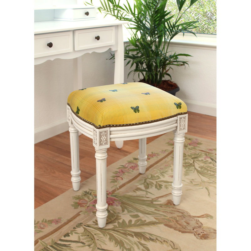 Solid Wood Accent Stool, Yellow