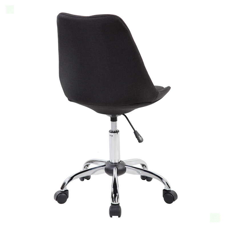 Elegant Black Fabric Swivel Task Chair with Tufted Design