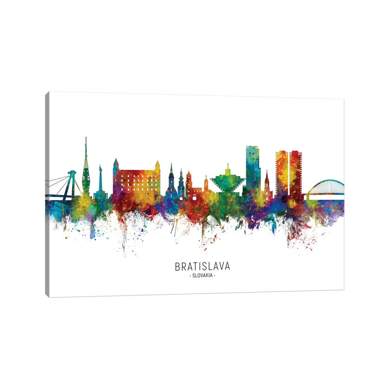 «Bratislava Slova Skyline» par Michael Tompsett, impression sur toile tendue, H 40 po x l 60 po x 1,5 po