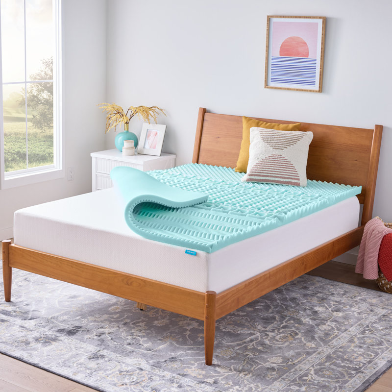 Linenspa 2" 7-Zone Cooling Gel and Green Tea Memory Foam Mattress Topper - King, 2, King