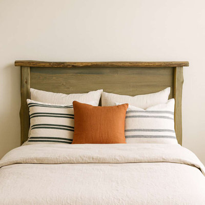 Apgar Collection Rough Sawn Solid Slab Headboard, Twin - Pecan Stain and Clear Lacquer Finish