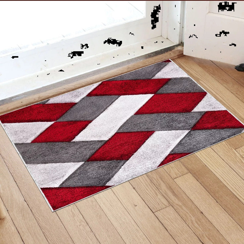 Christean Non-Slip Indoor Doormat, 60cm W x 110cm L, Red