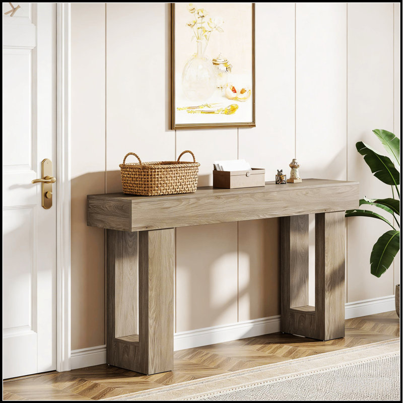 Elegant Wooden Console Table With Rustic Charm, Perfect For Enhancing Home Decor And Providing Ample Display Space., Gray