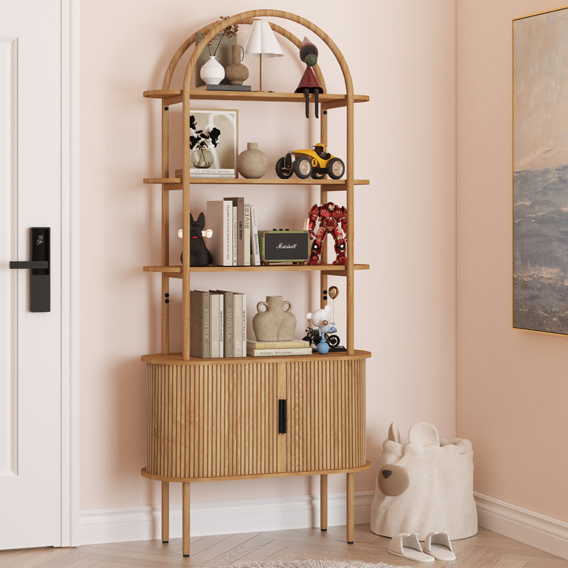 Étagère à livres 71 "avec armoire, H 71 po, Jaune