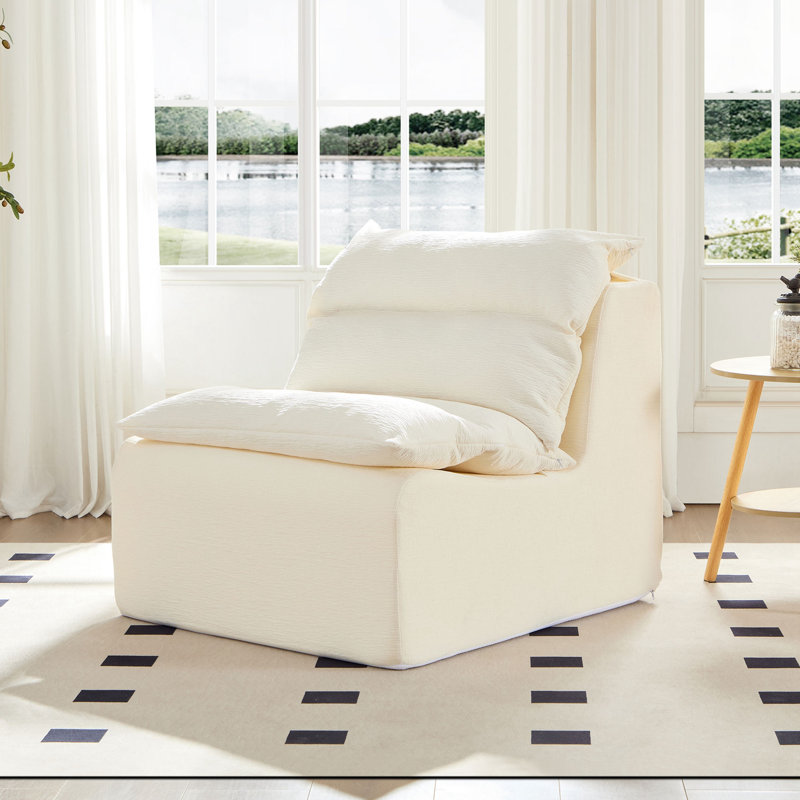 Fauteuil d'appoint sans accoudoirs Accent, Polyester blanc