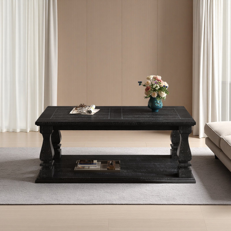 Table basse rustique de 47,24 po, Noir antique