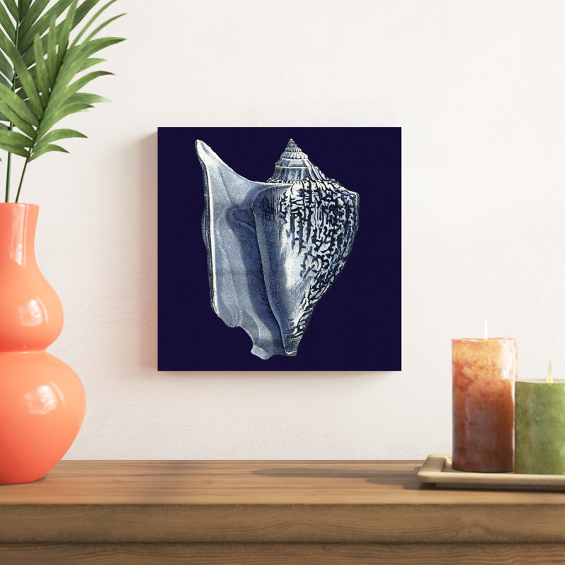 Y SE PAPER Indigo Shells I, H 12 po x l 12 po x P 1,25 po, Non, Cadre simple noir