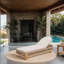 Chaise longue en bois d'acacia - Dossier réglable avec coussin résistant à l'eau - Chaise longue de piscine et de patio-1372402882