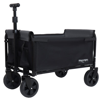 Chariot de camping pliable tout-en-un convertible: siège de banc, compartiment de rangement et attache pour chien incluse