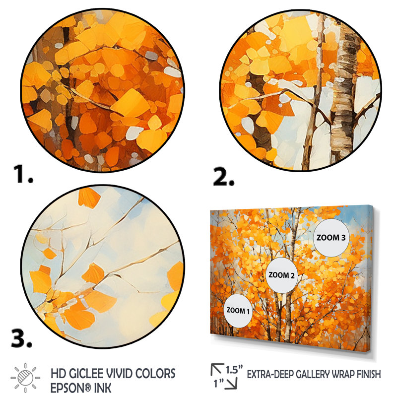 «Orange American Basswood Essence III», art mural arbre, Cadre de coin argenté fermé, H 34 po x l 44 po x P 1,5 po