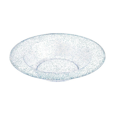 14 Oz Round Blue Plastic Bowl With Glitter Design - Elegant Disposable Serving Bowl For Weddings, Parties, And Special Events - Durable, Stylish, Reusable Tableware - Catering And Buffets (30)
