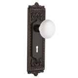 Egg & Dart Plate with Decorative Keyhole and White Porcelain Door Knob