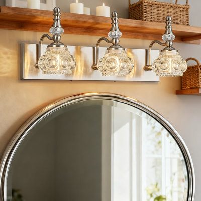 Luminaire de meuble-lavabo moderne moderne avec abat-jour en cristal pour éclairage de miroir de salle de bain, applique murale à finition nickel pour décor industriel et classique