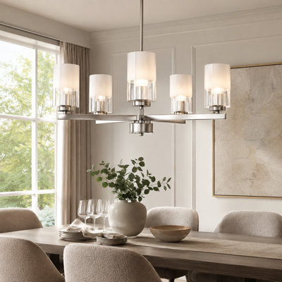 Renley 5-Light 26'' Dimmable Modern/Traditional Chandelier For Dining Room.Features Clear Glass.