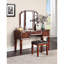 Mobilier de chambre à coucher en cerisier de luxe - coiffeuse avec tabouret, 3 tiroirs et trois compartiments de couleur miroir