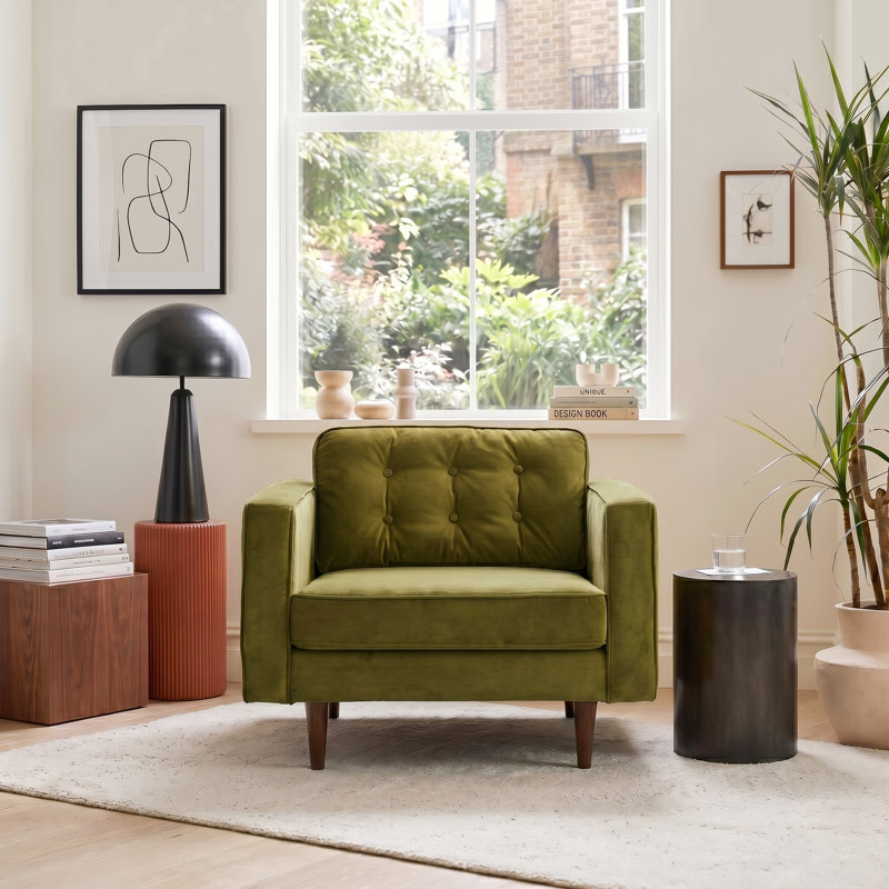 Ney 95.76Cm Wide Tufted Armchair, Olive Green