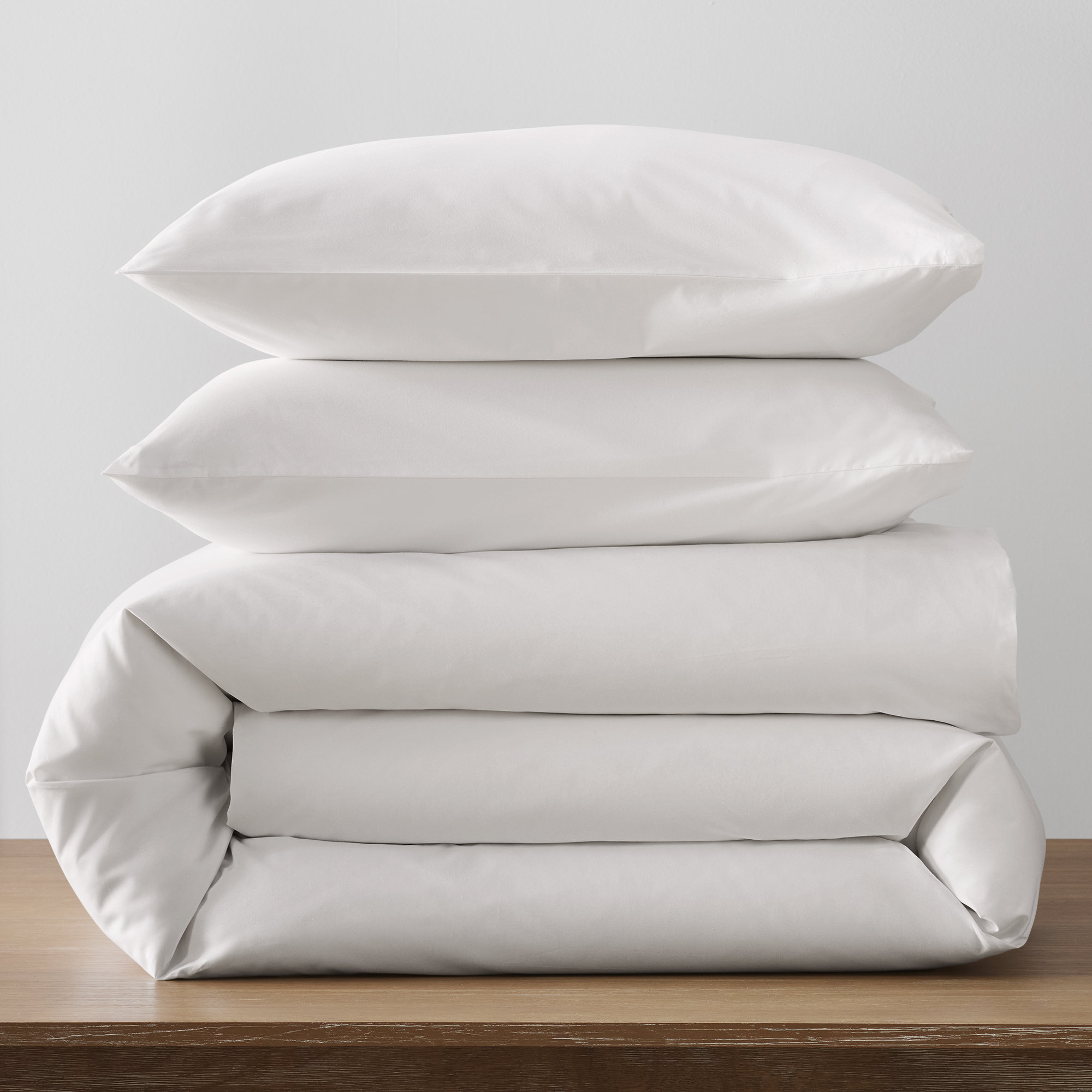 Coyer Classic Cotton Percale Duvet Cover Set, Soft Gray, King / Cal King Duvet Cover + 2 Pillow Shams