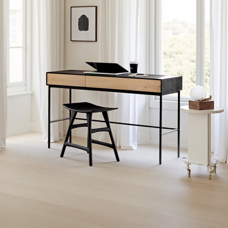 Bureau moderne avec pieds en acier et chêne, H 30,31 po x l 50 po x P 16,14 po