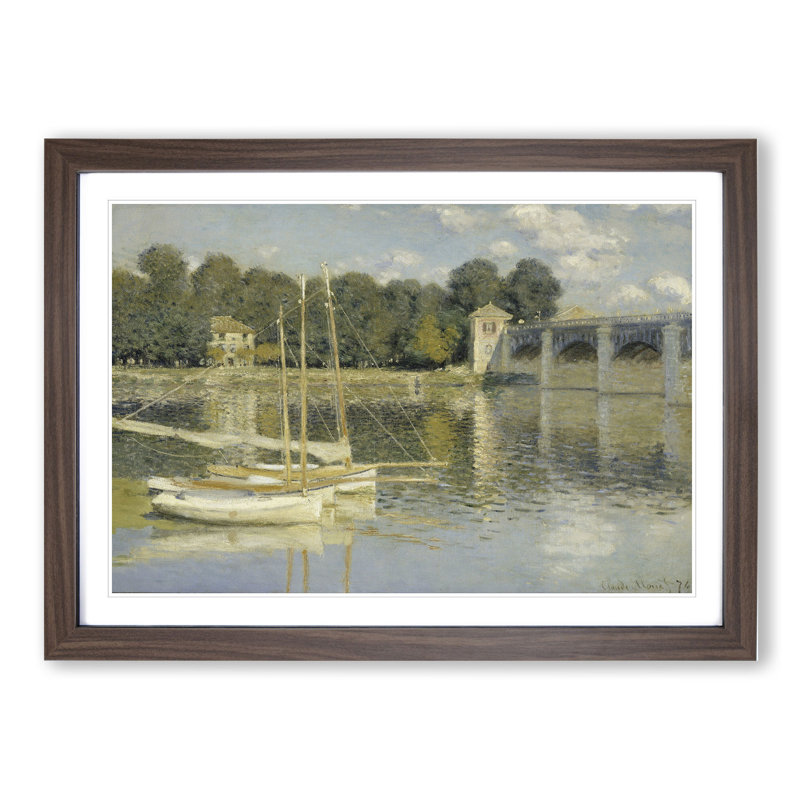 The Argenteuil Bridge by Claude Monet - Framed Print, 27cm H x 36cm W x 2cm D, Walnut