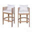 Tabouret d'extérieur, corde beige avec coussin beige, ensemble de 2