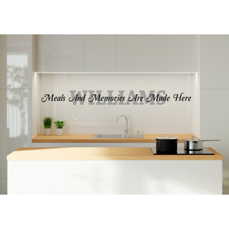 Adhésif décoratif pour la cuisine, autocollant pour la cuisine en vinyle, repas et souvenirs sont fabriqués ici avec le nom de votre famille, décor de nom de famille