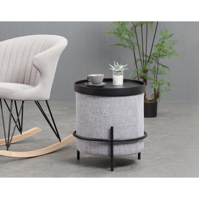 Jeannea 45cm Wide Round No Pattern Ottoman