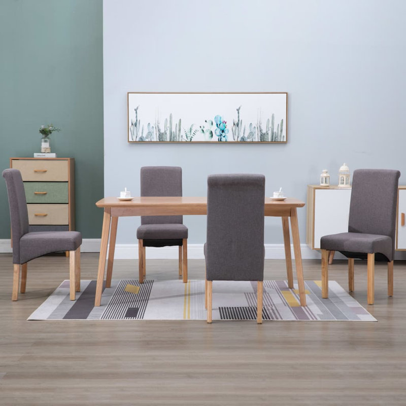 Chaise d'appoint rembourrée avec structure en bois, Taupe, 4