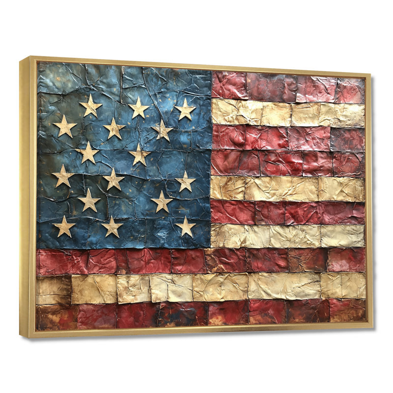 Drapeau américain de déclaration d'Independence I - impressions sur toile, H 30 po x l 40 po, Impression encadrée flottante
